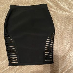 Angl Black Mini Skirt with Side Slits